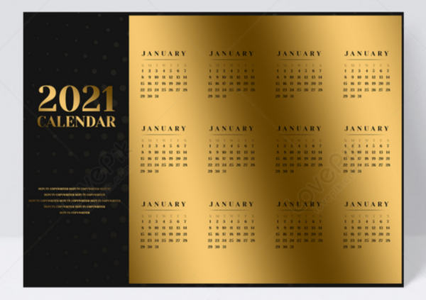 Kalender dengan desain klasik dan sentuhan emas